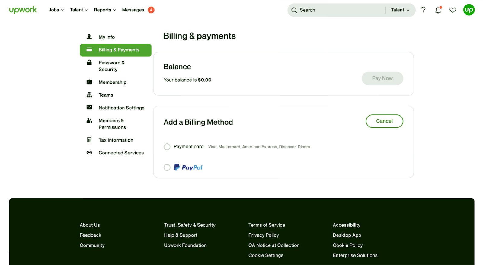 Add a Credit Card or Prepaid Card – Upwork Customer Service