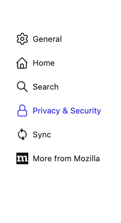 Firefox Privacy & security option