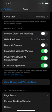 Safari iOS cross-site tracking