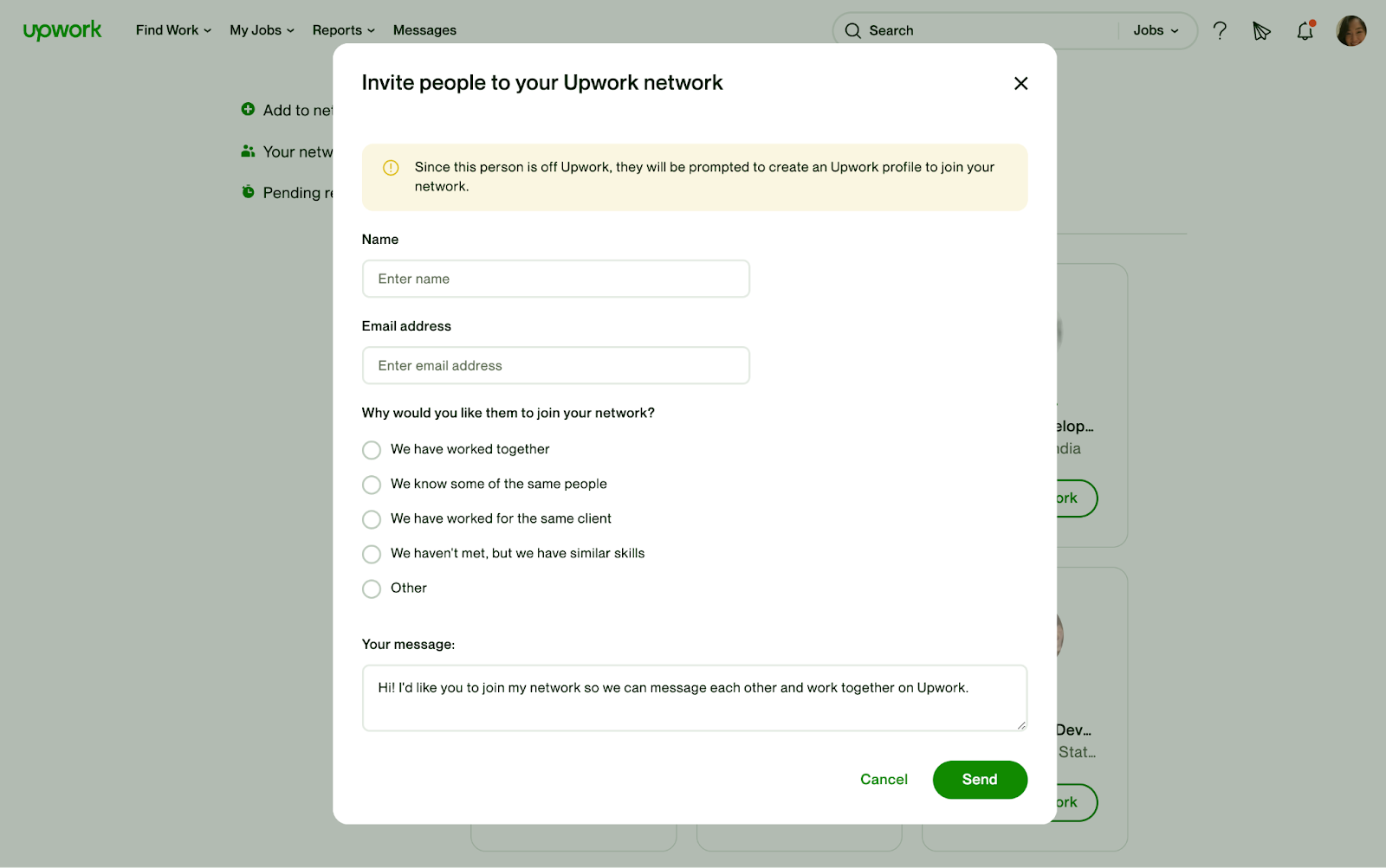Add freelancers that are not on Upwork