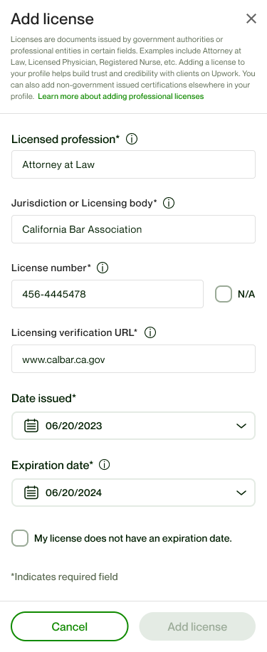 Complete license information