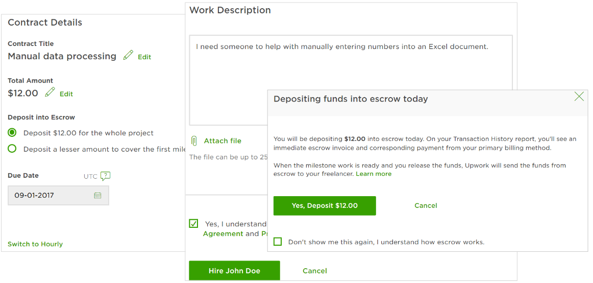 FixedPrice Job Offer Deposits Upwork Customer Service & Support