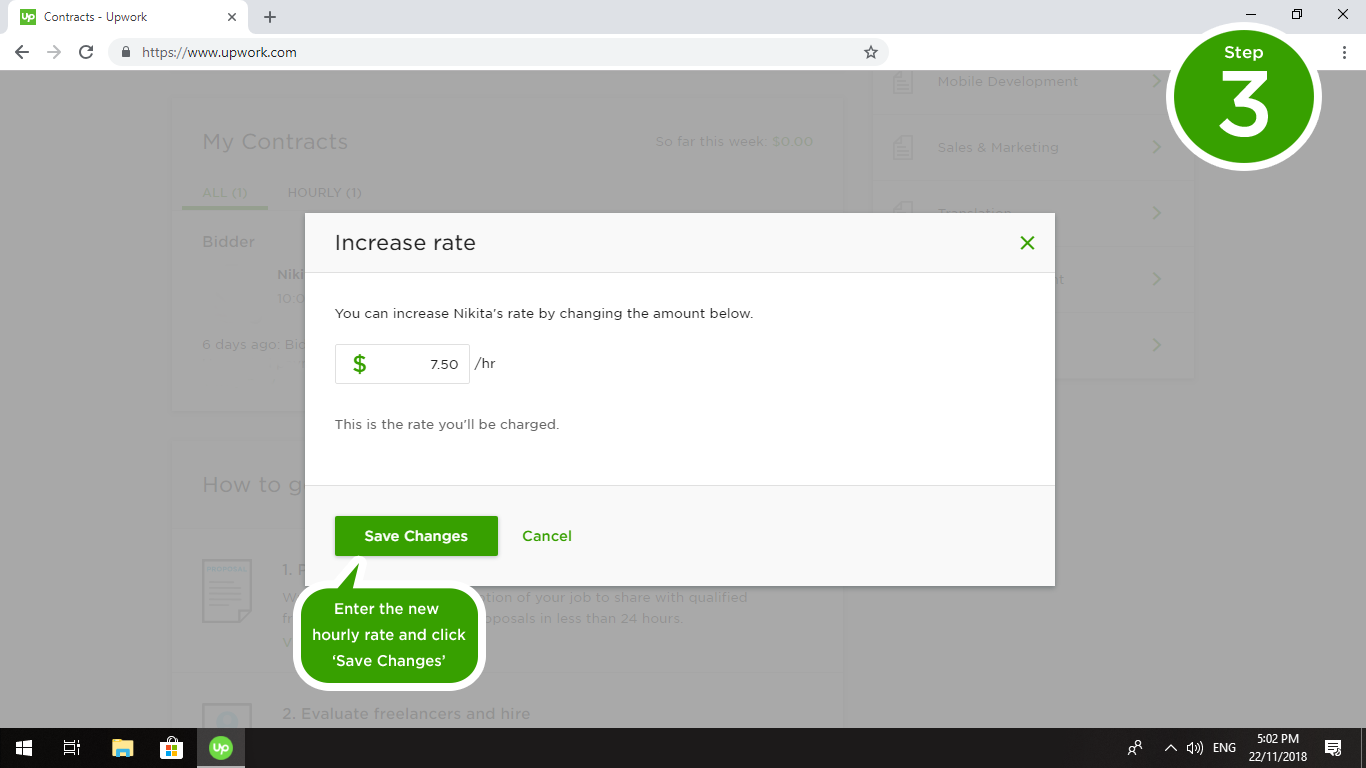 Change Your Freelancer's Hourly Rate Upwork Customer Service