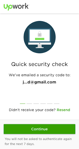 Emailed security code