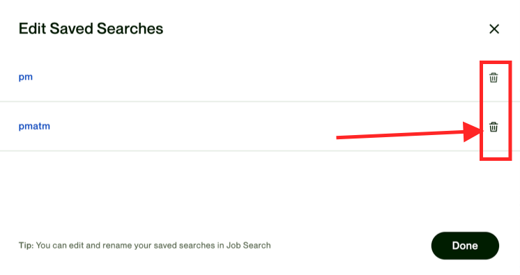 Edit or delete a saved search in Upwork