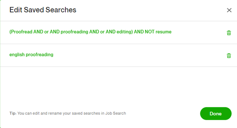 Edit a saved search in Upwork